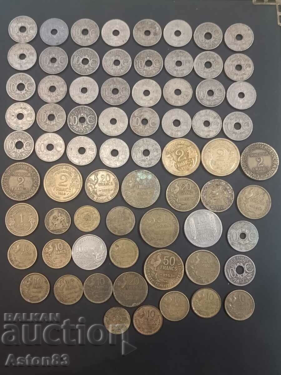 Παλιά γαλλικά νομίσματα 70 τεμ
