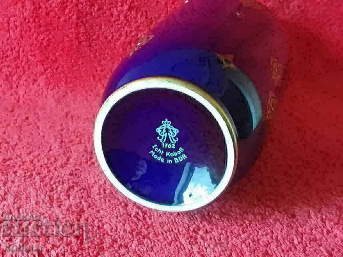 Παλιό πορσελάνινο Βάζο VOLKSTEDT GDR ΓΔΡ Κοβάλτιο Επιχρύσωση - 6 Παλιό πορσελάνινο Βάζο VOLKSTEDT GDR ΓΔΡ Κοβάλτιο Επιχρύσωση - 6
