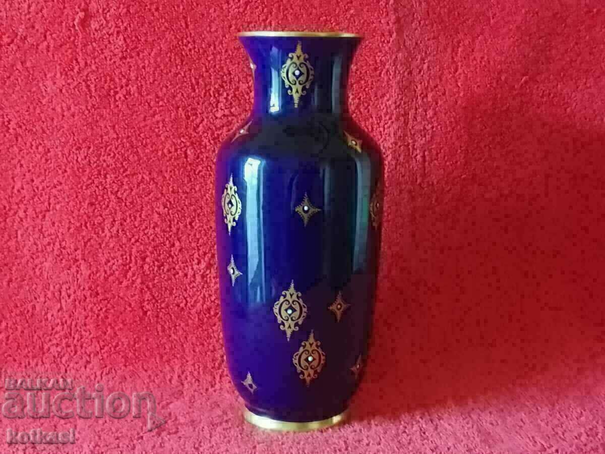 Παλιό πορσελάνινο Βάζο VOLKSTEDT GDR ΓΔΡ Κοβάλτιο Επιχρύσωση - 7 Παλιό πορσελάνινο Βάζο VOLKSTEDT GDR ΓΔΡ Κοβάλτιο Επιχρύσωση - 7