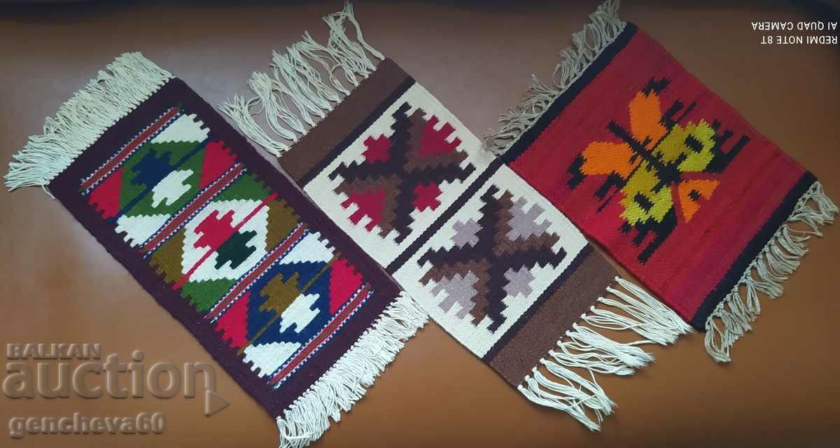 Ethnic hand-woven fabrics, wool checks, panels