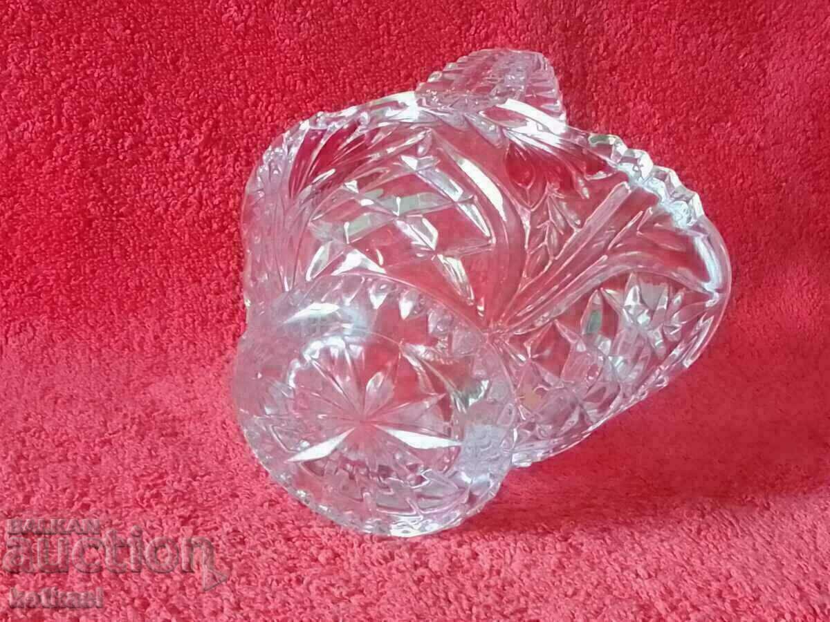 Παλιό κρυστάλλινο μασίφ καλάθι μπολ κόκκινα λουλούδια Βοημία - 6 Παλιό κρυστάλλινο μασίφ καλάθι μπολ κόκκινα λουλούδια Βοημία - 6