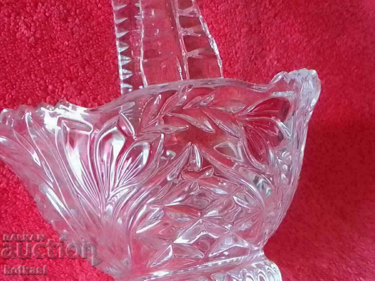 Παλιό κρυστάλλινο μασίφ καλάθι μπολ κόκκινα λουλούδια Βοημία - 7 Παλιό κρυστάλλινο μασίφ καλάθι μπολ κόκκινα λουλούδια Βοημία - 7