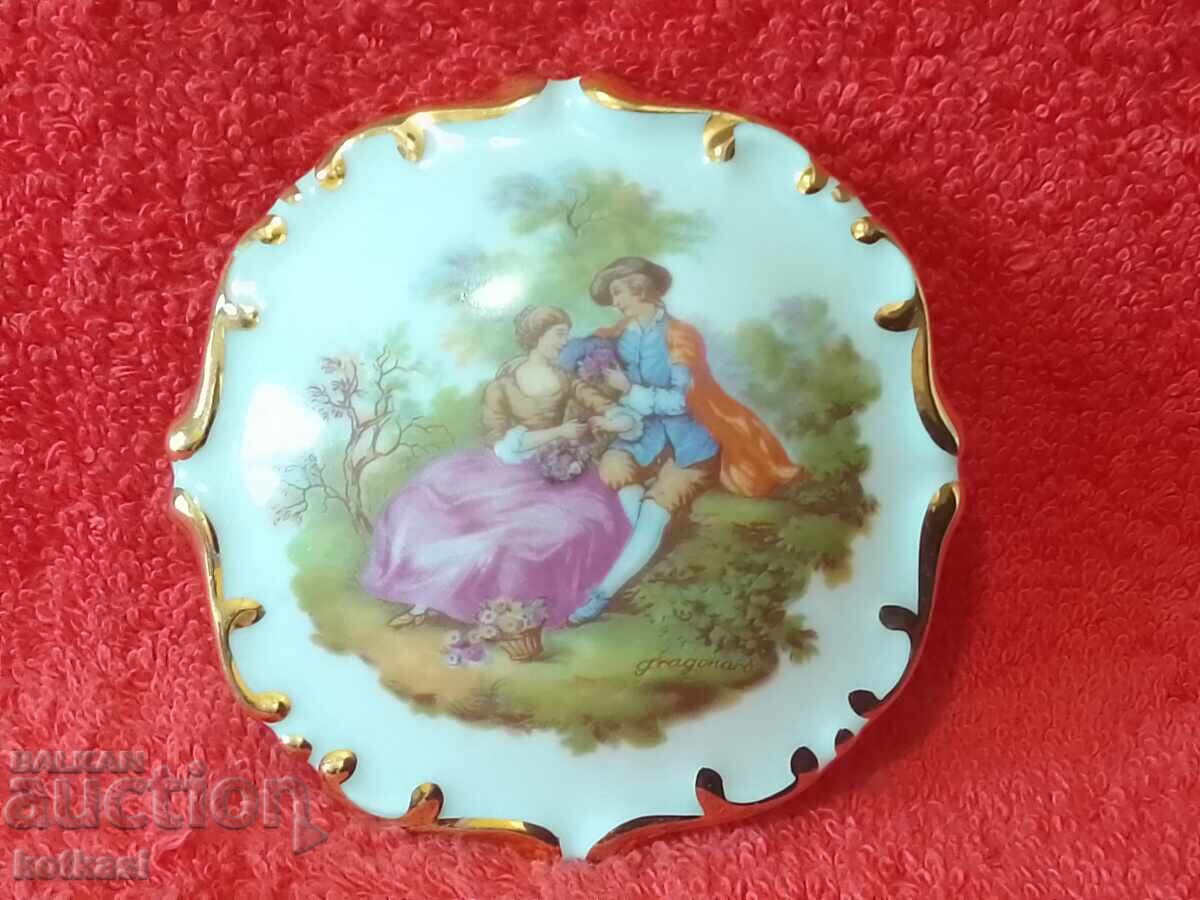 Old porcelain jewelry box gilt drawing author marks - 6