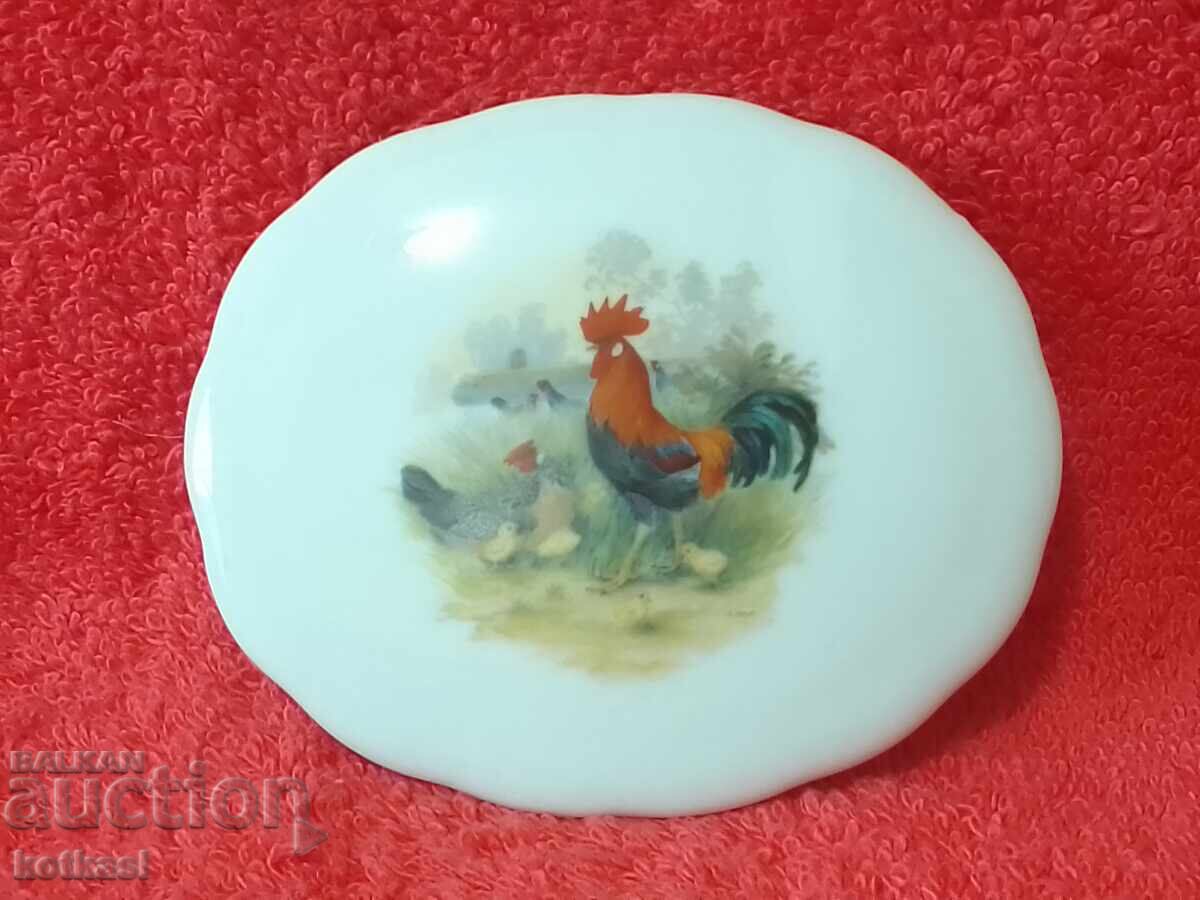 Old porcelain jewelry box marked design Rooster - 6 Old porcelain jewelry box marked design Rooster - 6