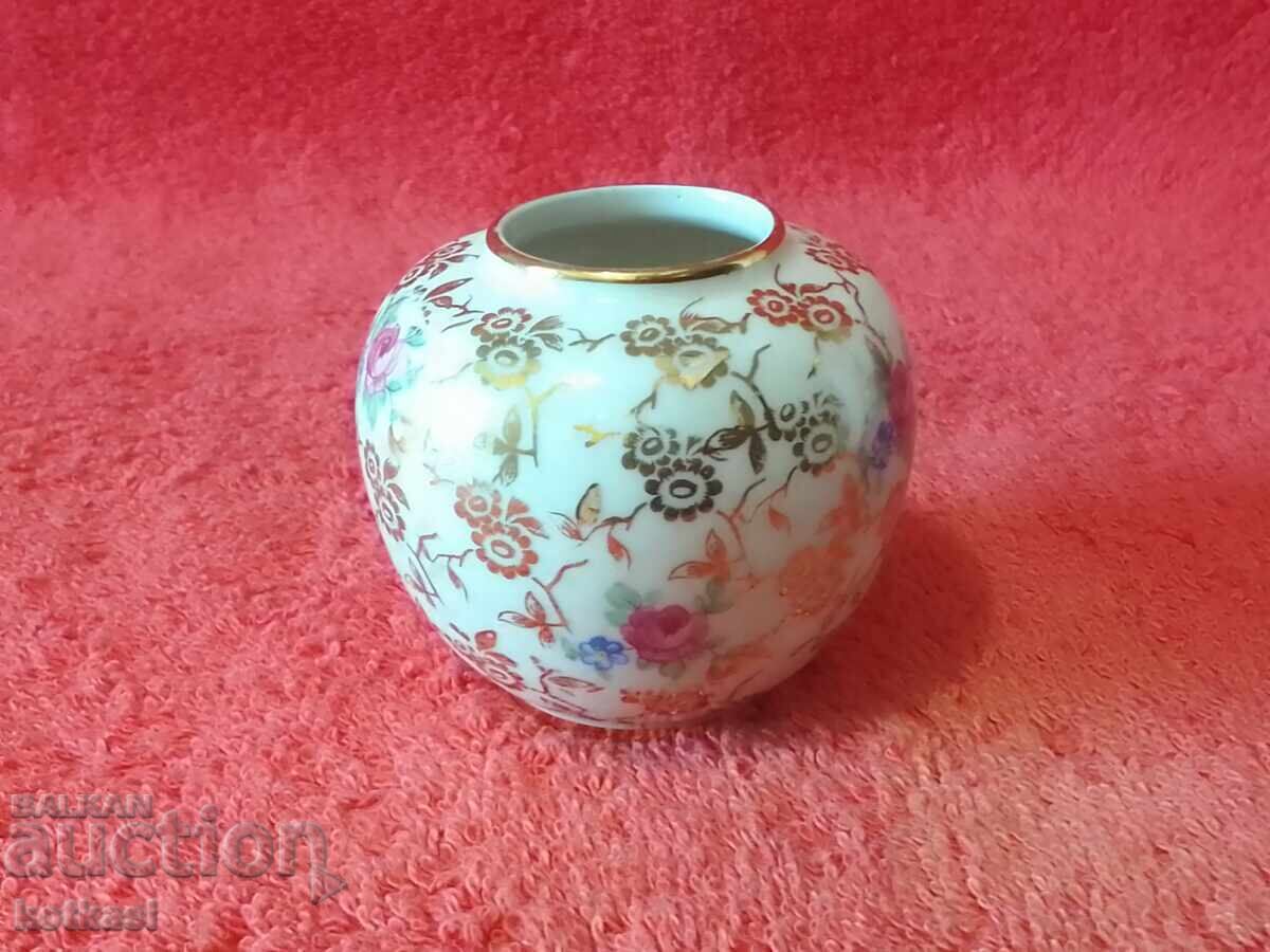 Old porcelain small vase marked Germany gold gilding flowers with price 21.50 BGN | € 10.99 Old porcelain small vase marked Germany gold gilding flowers with price 21.50 BGN | € 10.99