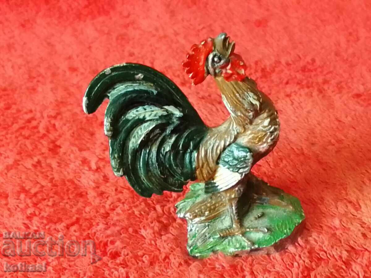 Old massive solid metal Rooster figure marked - 6 Old massive solid metal Rooster figure marked - 6
