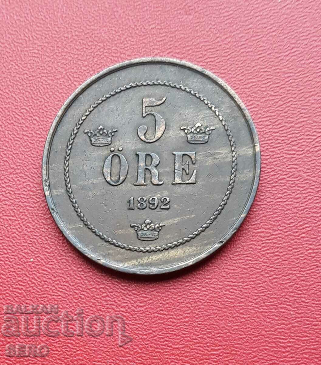 Sweden-5 yore 1892-rare-small mintage and preserved