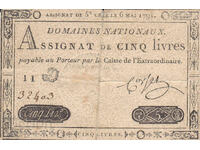 tino37- FRANCE - 5 LIVERS /ASSIGNATE/ - 1791