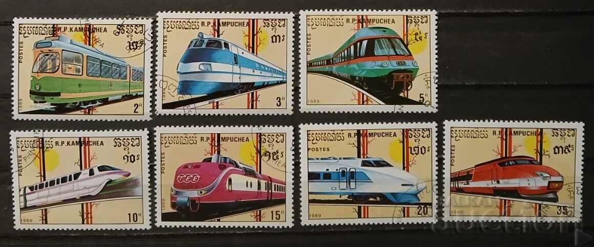 Cambodia 1989 Locomotives Stamped series