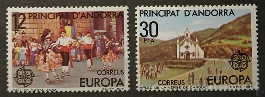 Spaniolă Andorra 1981 Europa CEPT Folclor/Clădiri MNH