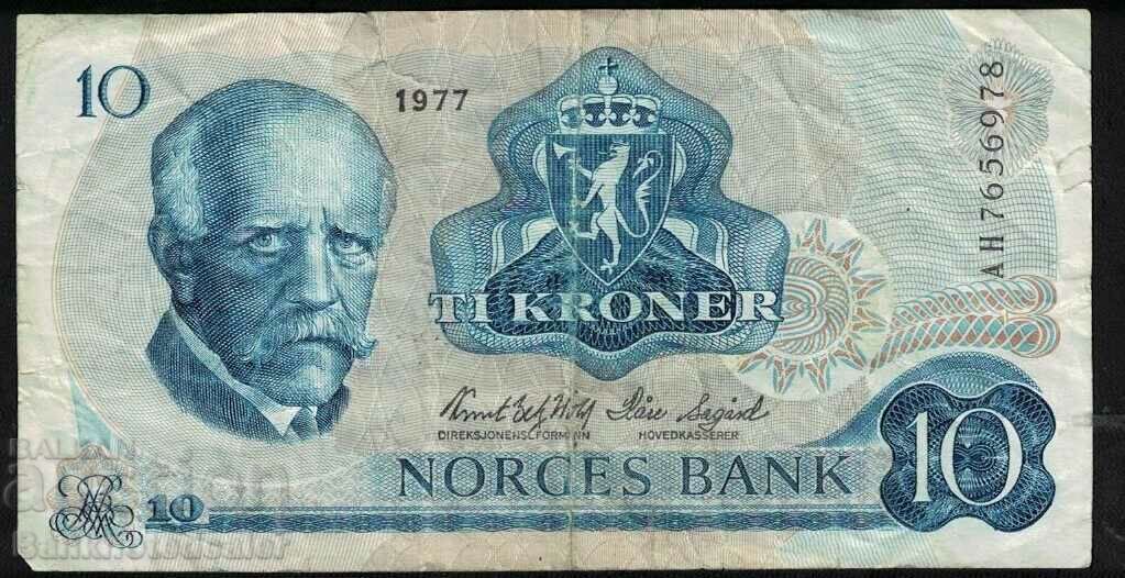 Norvegia 10 coroane 1977 Pick 36b Ref 6978