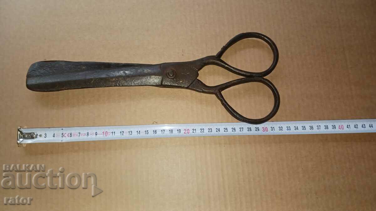 A very large old wrought iron renaissance scissor with decoration