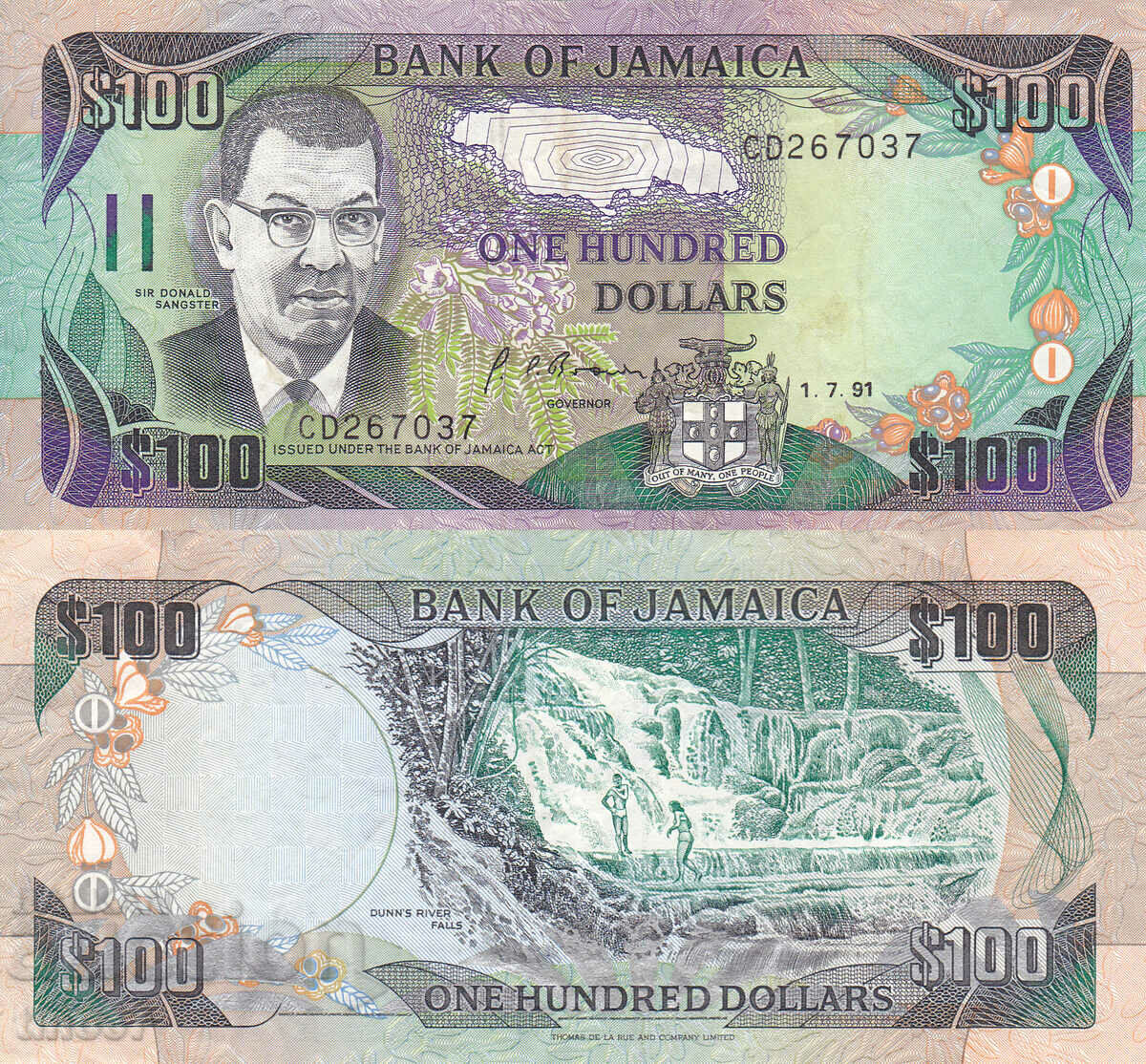 tino37- JAMAICA - 100 DOLLARS - 1991