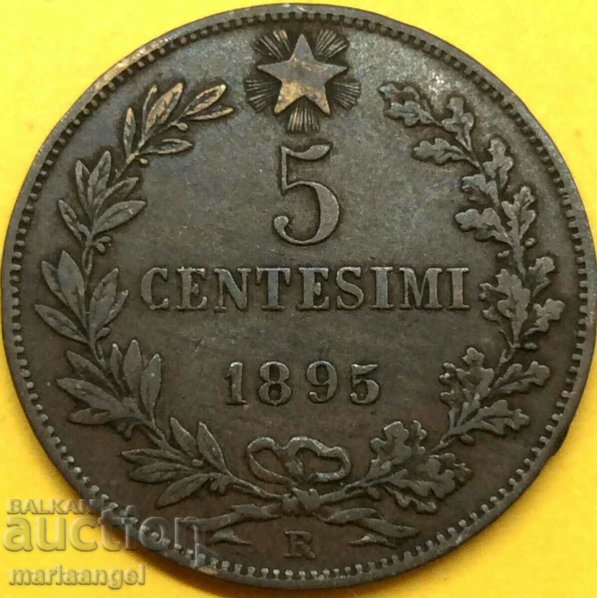 5 centesimi 1895 Italy Umberto 1 bronze