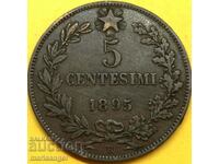 5 centesimi 1895 Italy Umberto 1 bronze