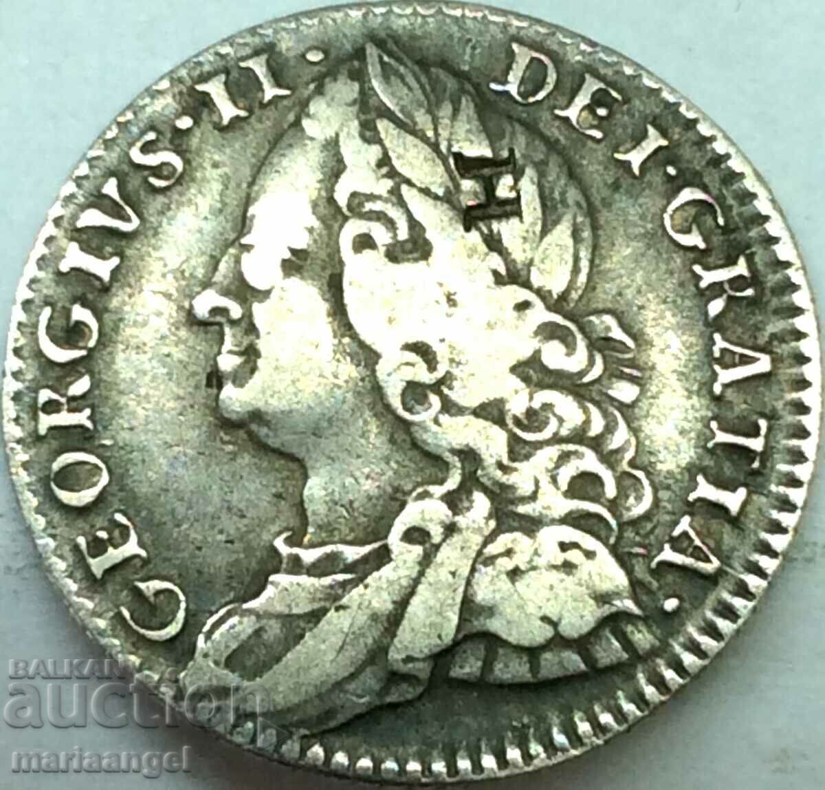 Великобритания 6 пенса 1757 Джордж II  сребро
