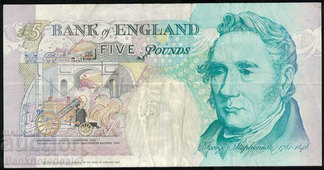 England Great Britain 5 Pounds 1990-91 Pick 382b Ref 0370 with price 34.00 BGN | € 17.38