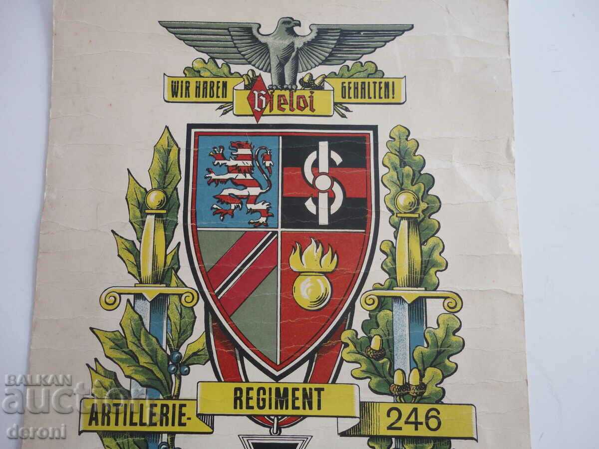 Document coat of arms crown artillery regiment 3rd Reich - 5
