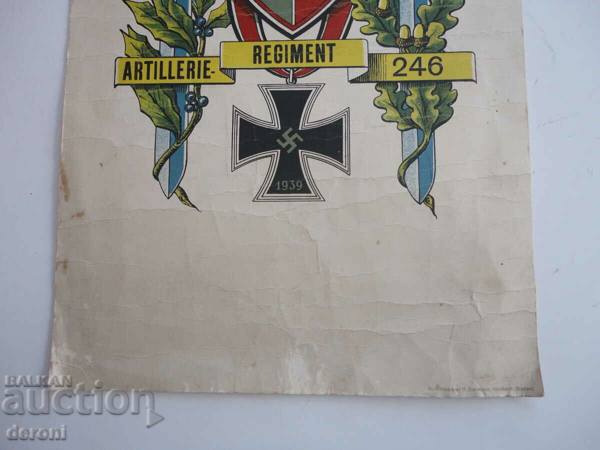 Document coat of arms crown artillery regiment 3rd Reich - 6