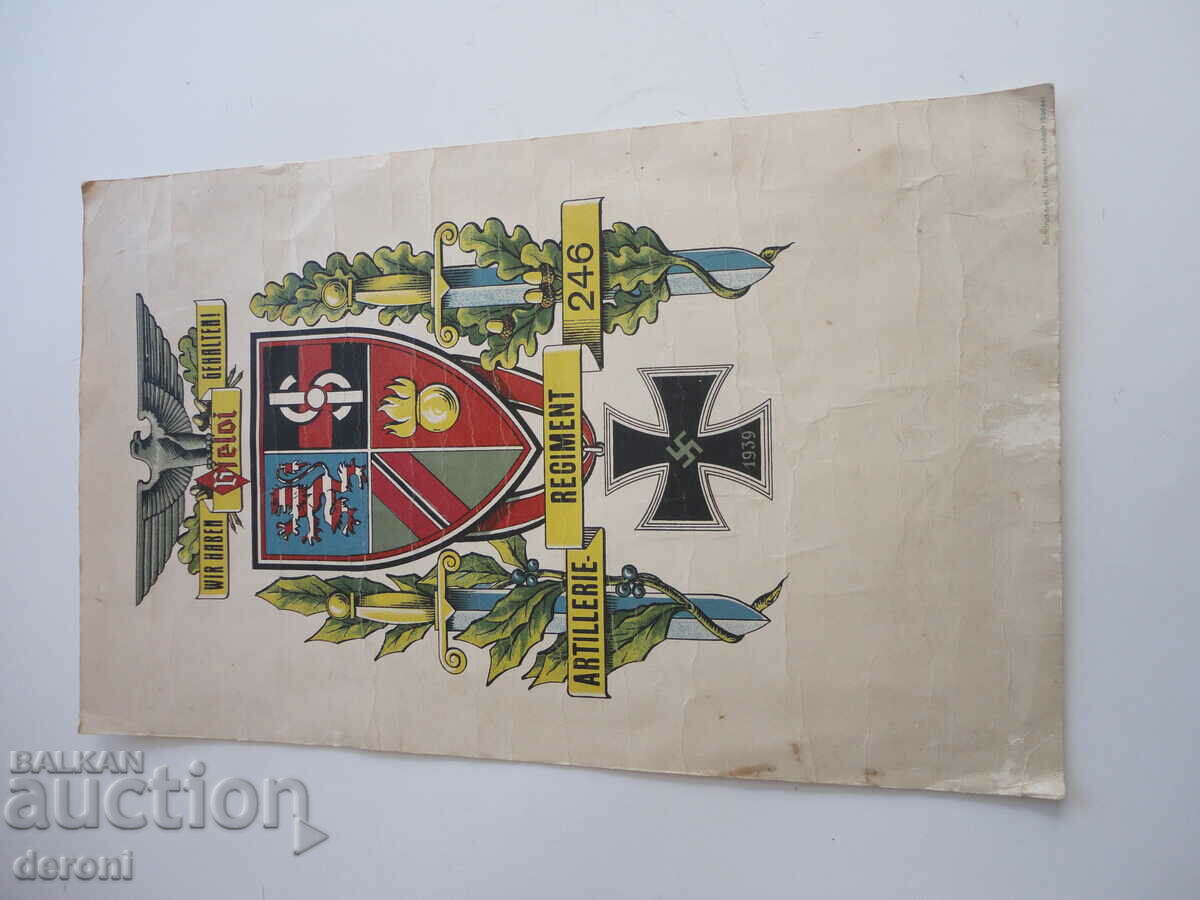 Document coat of arms crown artillery regiment 3rd Reich - 7