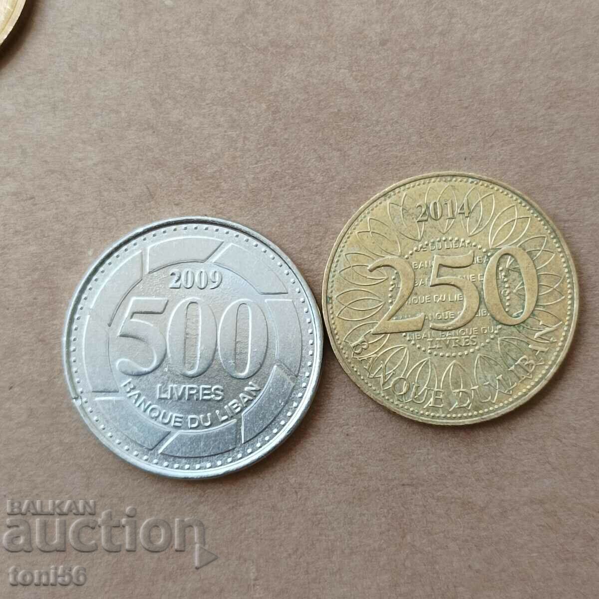 Λίβανος 250 + 500 λιβρές 2009/14 UNC