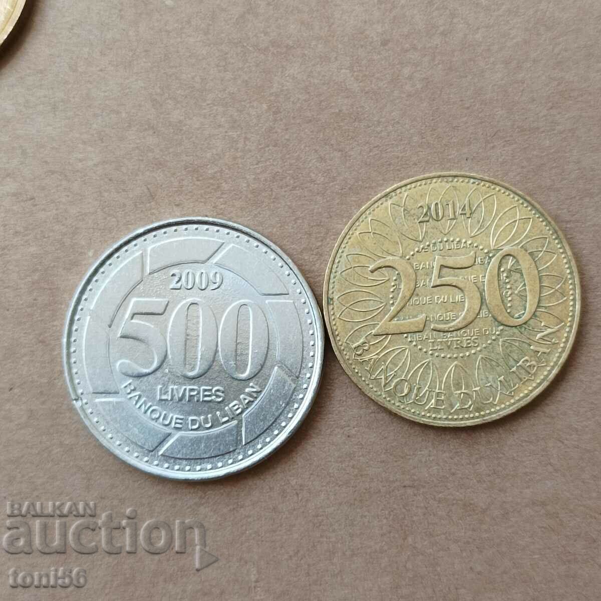 Ливан 250 + 500 ливри 2009/14 UNC