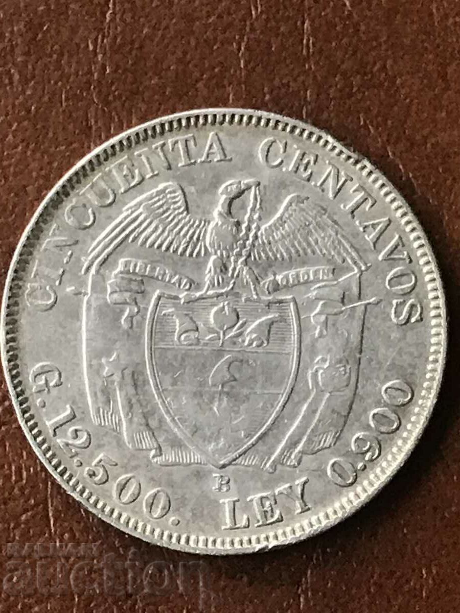 Colombia 50 centavos 1932 Simón Bolívar silver with price 65.00 BGN | € 33.23 Colombia 50 centavos 1932 Simón Bolívar silver with price 65.00 BGN | € 33.23