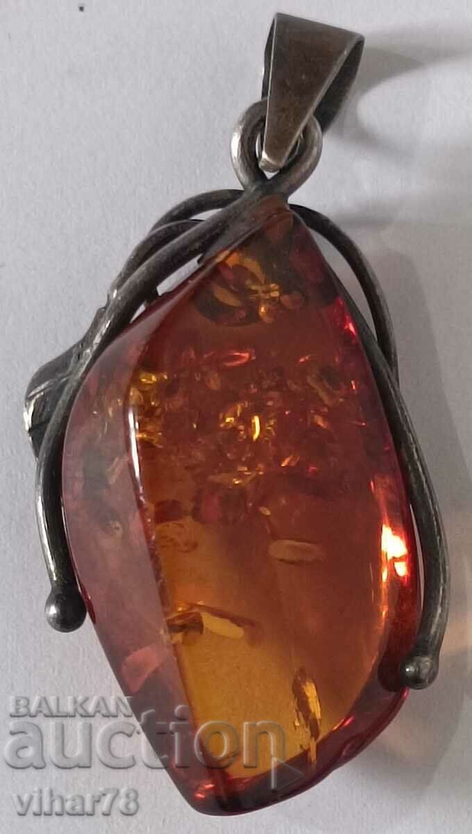 Pandantiv mare din argint cu chihlimbar - 6