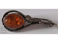 Silver Brooch with Amber