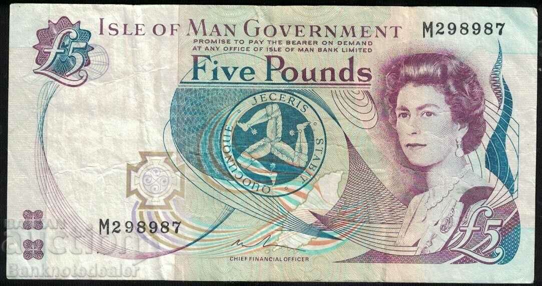 Isle of Man 5 Pound 1983 Pick 48a Ref 8987