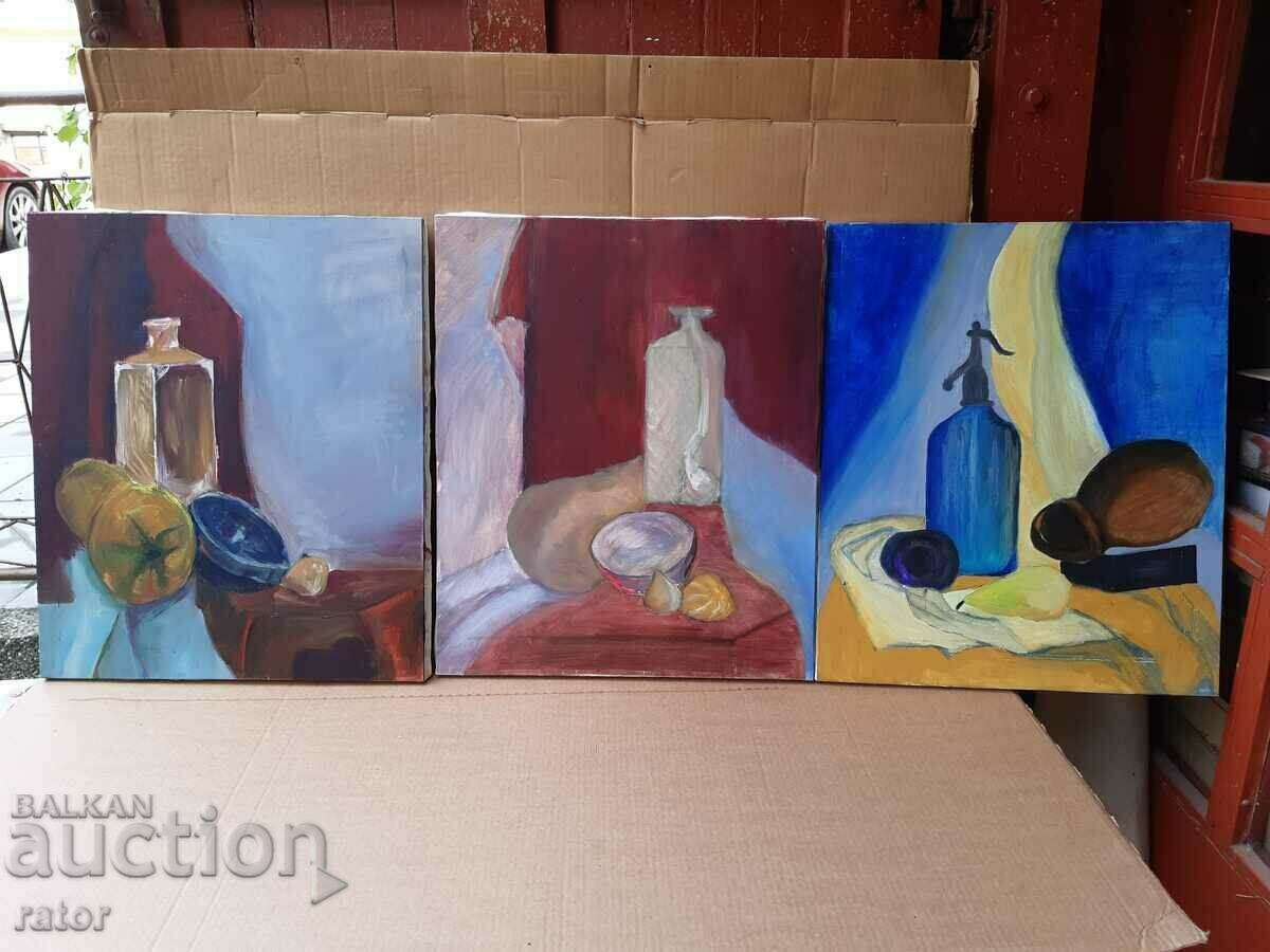 Paintings - oil, canvas - 3 pieces, picture