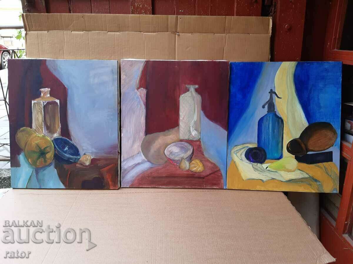 Paintings - oil, canvas - 3 pieces, picture Paintings - oil, canvas - 3 pieces, picture