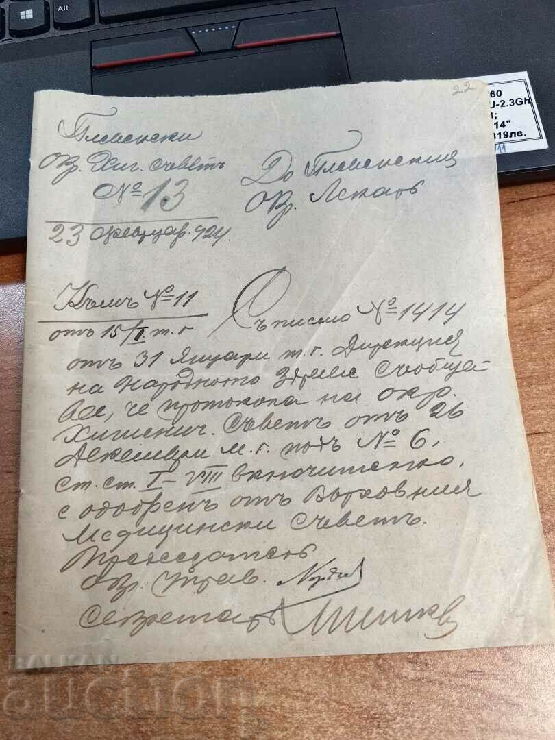 1924 PLEVEN CONSILIUL DE IGIENĂ DOCUMENT REGATUL BULGARIA