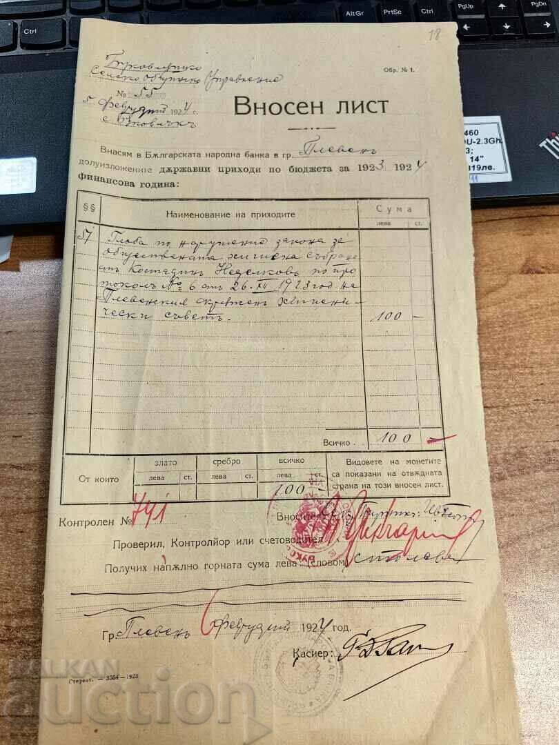 1924 ПЛЕВЕН ХИГИЕНИЧЕСКИ СЪВЕТ ДОКУМЕНТ ЦАРСТВО БЪЛГАРИЯ