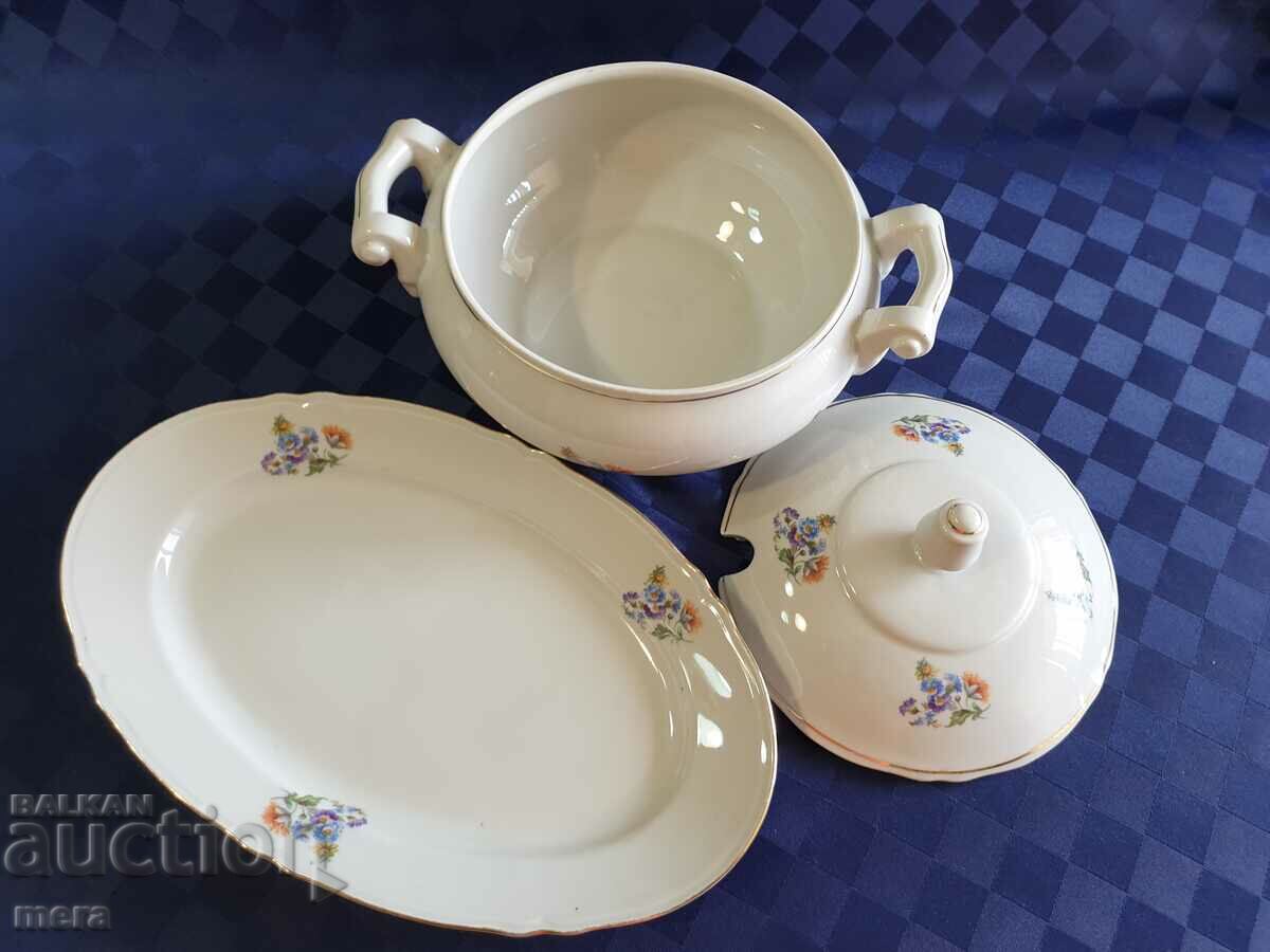 Bol mare de porțelan pentru supă cu farfurie-Kitka-Novi pazar - 5