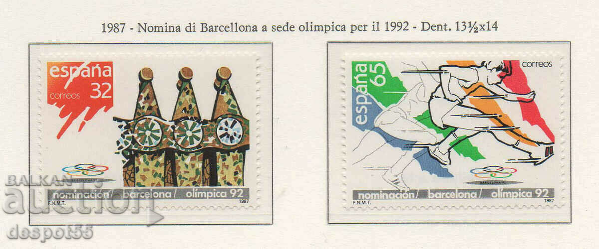 1987. Spania. Nominalizare Barcelona la Jocurile Olimpice.