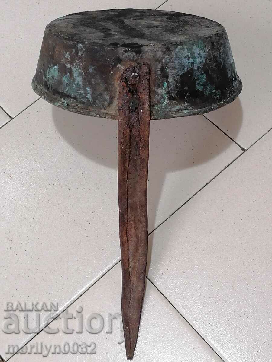 Παλιό χάλκινο ταψί, χαλκός, δίσκος, χάλκινο δοχείο - 6