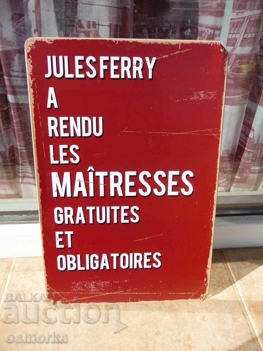 Metal plate inscription for lovers mistresses French language