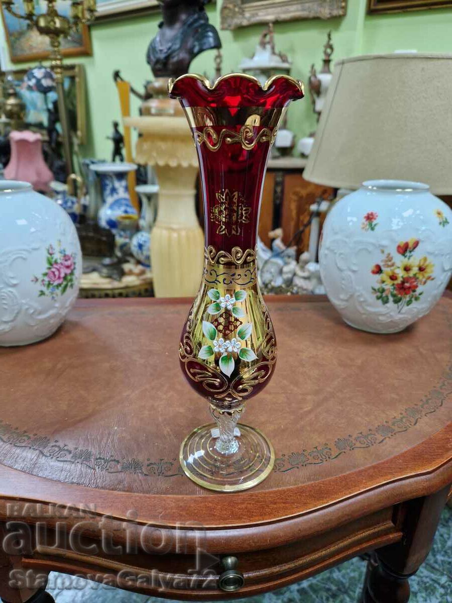 Unique antique Bohemia crystal vase