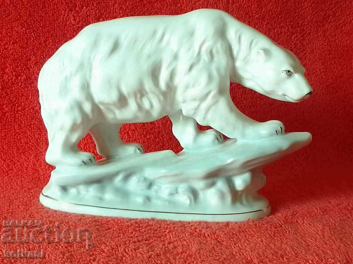 Old porcelain figure White Bear Romania ARPO gilding