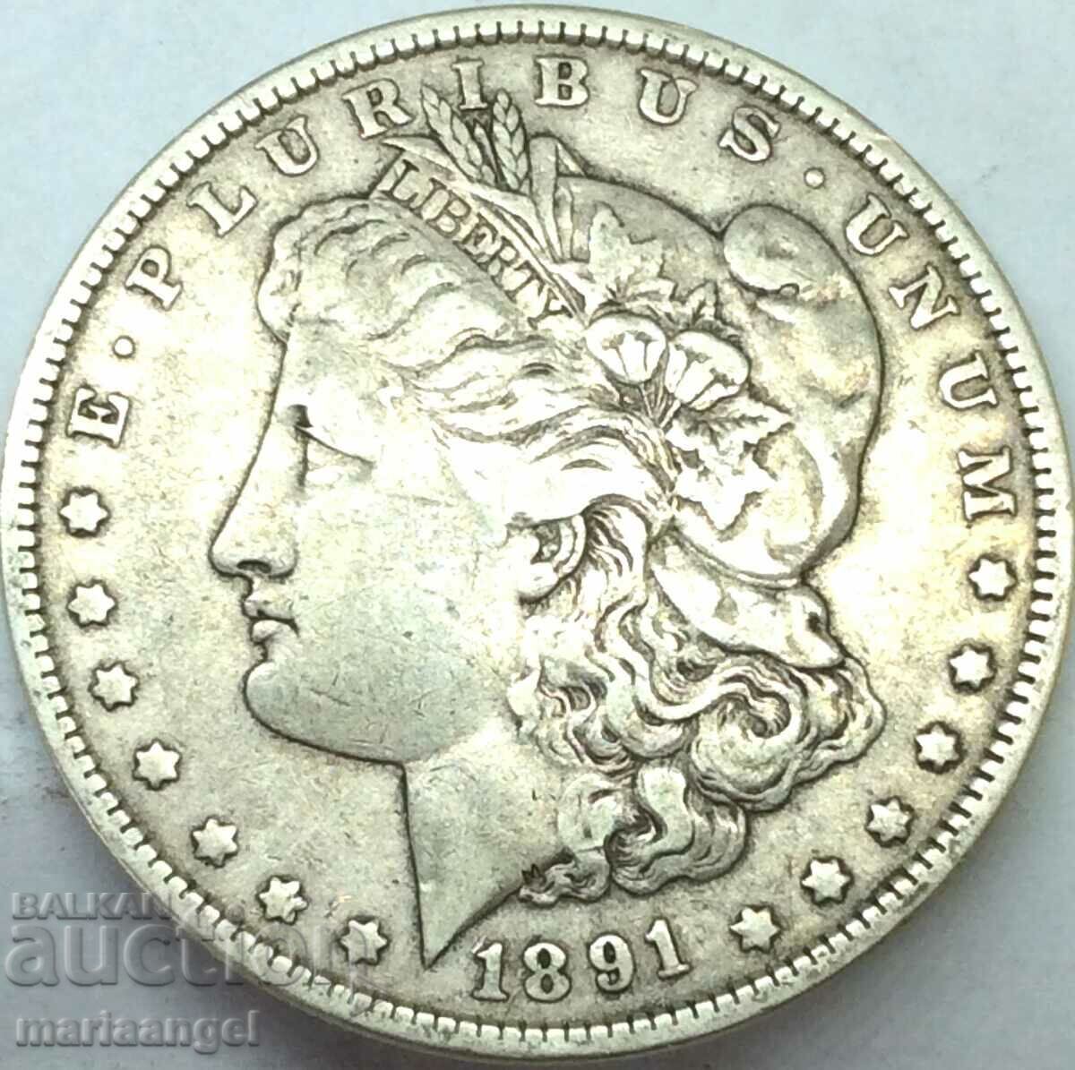 USA 1 Morgan Dollar 1891 26.47g Silver Patina