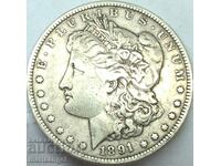 САЩ 1 морган долар 1891 26,47г сребро Патина