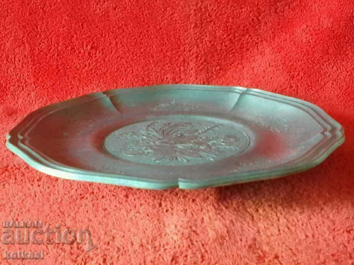 Old Large Metal Plate Tray Bouquet Flowers marked - 6 Old Large Metal Plate Tray Bouquet Flowers marked - 6