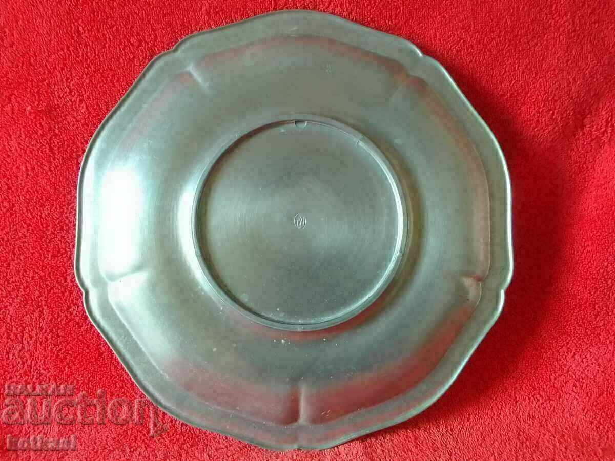 Old Large Metal Plate Tray Bouquet Flowers marked - 7 Old Large Metal Plate Tray Bouquet Flowers marked - 7