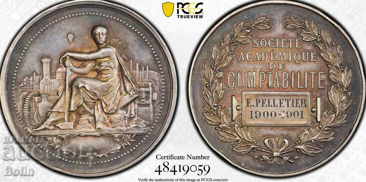 SP 62 - Medalie de argint de masă franceză - 1901