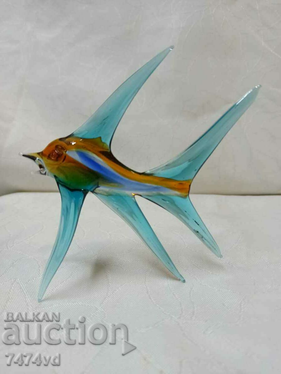 Уникално красива и нежна стъклена риба Мурано духано стъкло