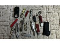 14 pocket knives, victorinox and others