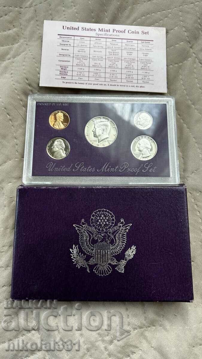 Σετ δολαρίων 1992 Proof, νομισματοκοπείο, UNC
