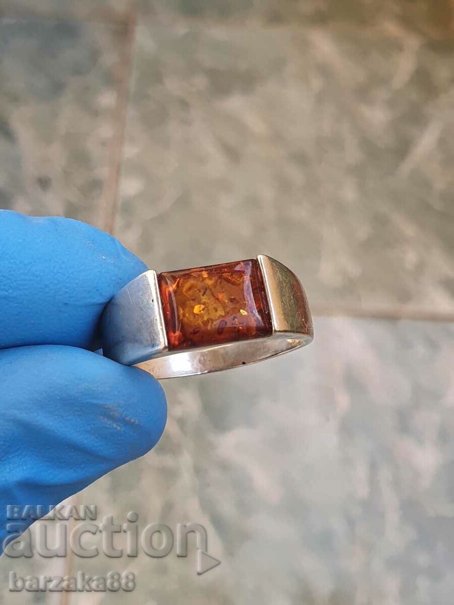 Silver ring with Amber