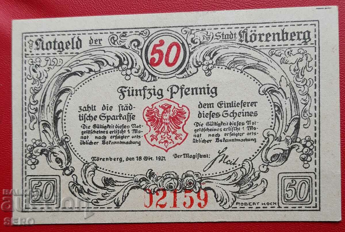 Банкнота-Германия-Мекленбург-Померания-Ньоренберг-50 пф.1921
